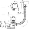 Сифон ALCAPLAST A509KM для ванны click/clack с напуском воды через перелив для ванн с толстыми стенками, пластик/металл